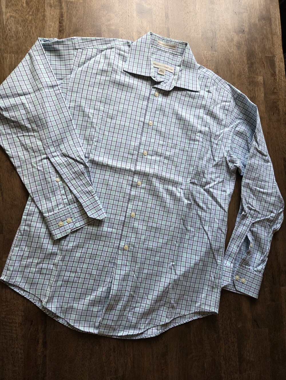 100% Cotton Pronto Uomo Non Iron Checked Dress Shirt